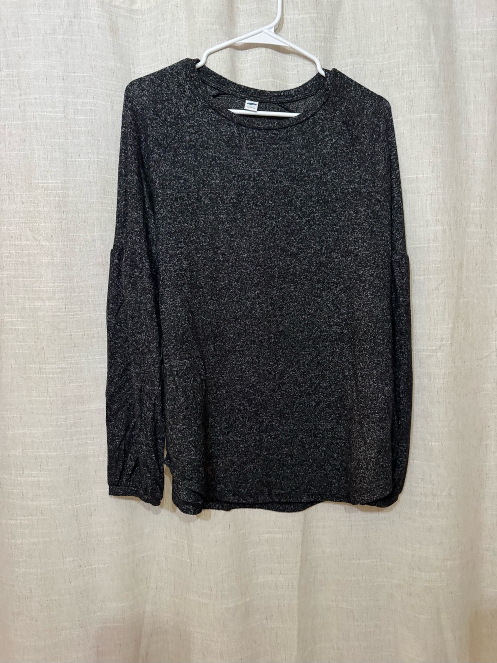 Long Sleeve Shimmer Top - Black Heather